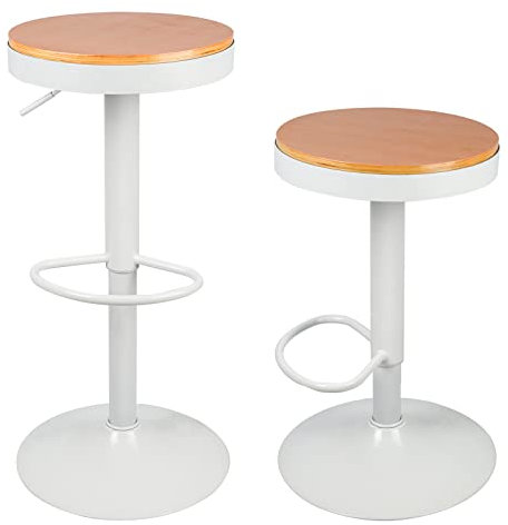 XANNI Barhocker, skandinavisch, höhenverstellbar (81 – 101 cm), runde Sitzfläche aus Holz, drehbar, breite stabile Basis für Esszimmer, Wohnzimmer, Bistro, Schwarz/Weiß, 2 Stück