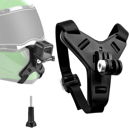 SGQTGIMU Support de Menton pour Casque de Moto Antidérapant - Montage Facile - Compatible GoPro Hero 13/12/11/10/9, DJI Osmo Action 5/4/3, Insta360 Ace Pro/One X3/etc