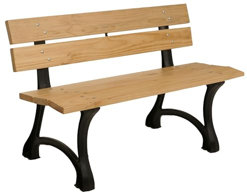 Mendler Gartenbank HWC-O20 125cm Gusseisen Holz Kiefer - Hellbraun | Sitzbank, Parkbank, Holzbank, 2-Sitzer