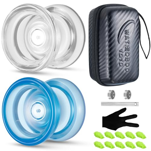 WATIEOBOO Jo Jo P02 Dual Mode 2 Pack Crystal Yo yo, Nicht reagierender JoJo und Nicht reagierender yoyo-Set, Fingerspitzen, Jo-Jo, Kinderprofi YoYo für Anfänger und Erwachsene
