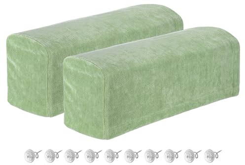 QUARKZMAN 2 Stück Armlehnenschoner Sofa, Armlehnenbezug für Armlehnen weiche Armlehnenkissen Zuhause Büro Elbow Discomfort - Grün