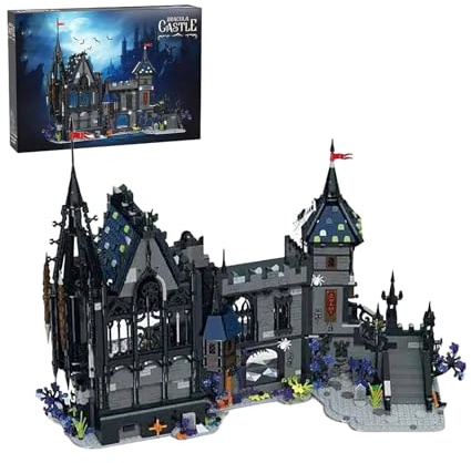 muuchuu Halloween Vampir Burg Bausatz für Erwachsene Horror Grusel Retro Dracula Architektur Spielzeug für Jugendliche, Perfekt für Halloween Dekorationen Sammlerstücke (3007 Teile)