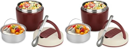 Romon Thermobehälter für Essen 1200ml, Thermoschüssel mit Deckel, Warmhaltebehälter aus Edelstahl mit Faltbaren Löffel Thermobox Lunchbox Thermo Kinder Erwachsene für Aufbewahrung von Suppen Brei