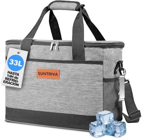 SUNTRIVA Nevera Portatil 33L Bolsa Termica Porta Alimentos Impermeable | Conveniente y portátil,Oxford 600D de alta resistencia,correa ajustable,plegable,para Oficina Viaje Pícnic Colegio Camping
