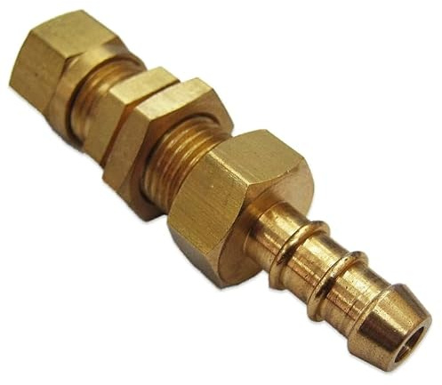 1/4 Compression to 8mm LPG Gas Hose Bulkhead Fitting Fulham Nozzle for Copper & Aluminium Pipe