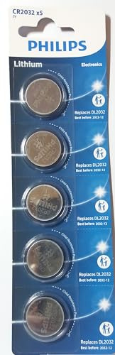 PHILIPS CR2032 LOT DE 5 PILES AU LITHIUM 3V