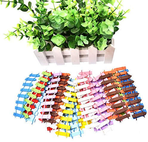 raylinedo® 30 Stück Zaun Form Holz Material mehrfarbig DIY Moos microlandschaft Kunst und Handwerk Garten Micro Landschaft Decors Home Dekoration Ornaments Miniatur Ornament DIY Landschaftsbau Zubehör