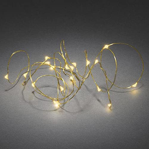 Konstsmide, 1461-880, Micro LED Lichterkette, 6h Timer, 40 bernsteinfarbene Dioden, batteriebetrieben, Innen, messingfarbener Draht
