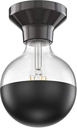 ledscom.de LED Deckenleuchte Elektra Porzellan schwarz Kugel inkl. E27 G125 Kopfspiegel Lampe warm-weiß 660lm