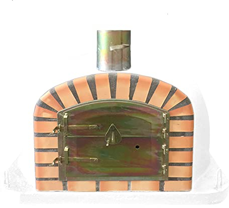 DIOVERDE White Deluxe Extra Wood Fired Pizza Oven, Orange Arch, Gold Door, 100cm