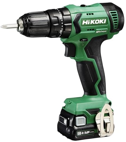 HiKOKI HIK-DV12DAWFZ -Trapano Combinato a Batteria 12V 10mm 38Nm Mandrino con 2 batterie 2,5 Ah, caricabatteria e valigetta, 1 V, Nero, 3/8_pollice