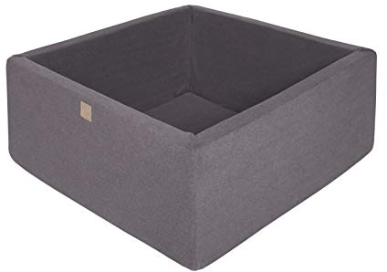 MEOWBABY Piscine À Balles pour Bébé - Carré 90x90x40cm Piscine a Balle pour Enfant sans Balles, Coton, Gris Foncé