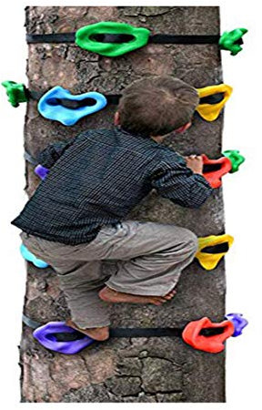 HSJCZMD Niños Muro de Escalada, Escalada al Aire Libre Sostiene Los niños de Escalada de Rocas configurado Columpio para niños Fácil de AssembleTree Escalada Herramienta,Package B