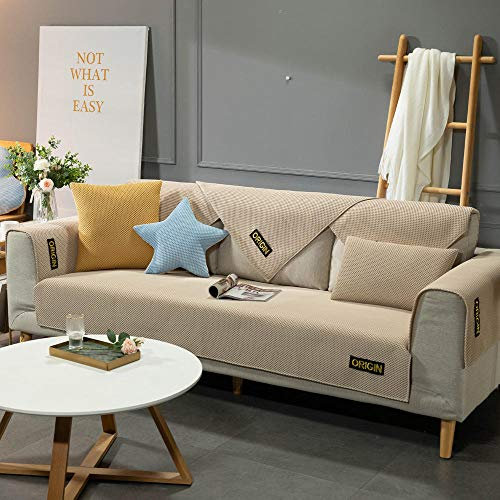 Suuki SofaüBerwurf,Couch Auflage,Ecksofa Husse,Coole atmungsaktive Sofabezug,Studie Sommercouchbezüge,Massagesofabezug für Stoff-/Ledersofa,Ecksofaüberwurf-Beige_45 * 45cm Kissenbezug