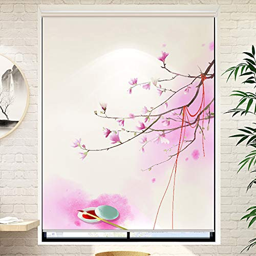 XXSC-ZC Motif Peach Blossom Helf-Shading roulants Stores, Rideaux étanche Conçu à l'origine, de Protection Solaire et Anti-UV Stores ménagers,C,100 * 100CM
