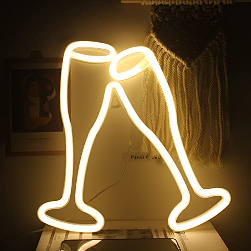 ineonlife Verre à vin Enseignes au néon Bière Acclamations Led Neon Light 11 X 11 Jaune Gobelet Néon Bar Signe pour Mur Cocktail Néon Décoratif pour Chambre Bar Restaurant Discothèque Magasin