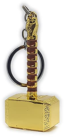 LizMatech. Thor Hammer Mjolnir Keyring Ornament 100g each Exclusive Solid Single Piece Won't Snap (Shiny Chrome Gold & Brown)