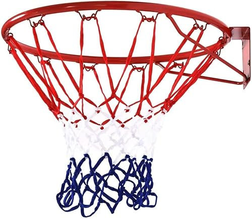 REPLOOD Canestro Basket Regolamentare 46 Cm 18 con Rete e Kit per Montaggio in Metallo Colori Americani