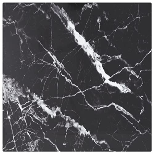 vidaXL Tablero de Mesa Vidrio Templado Diseño Mármol Muebles Mobiliario Repuesto Superficie Comrdor Jardín Patio Terraza Negro 30x30 cm