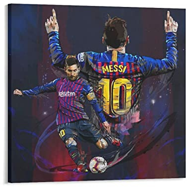 Lionel Messi Fußballspieler-Poster, Kunst, Poster, Leinwand, Gemälde, Dekoration, Wanddruck, Fotogeschenke, Zuhause, modern, dekorative Poster, gerahmt, 70 x 70 cm