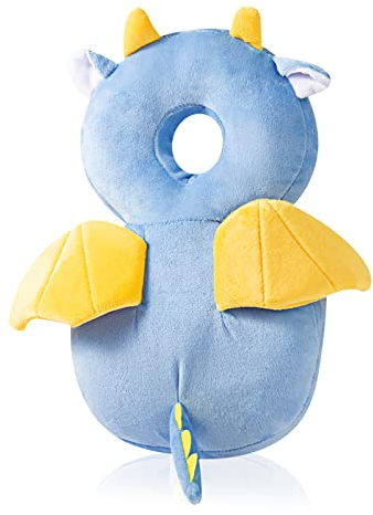 JINYJIA Baby Kopfschutz, Atmungsaktive Baby Head Schutzpolster, Verstellbares Baby Schutzkissen, zum Kleinkinder Krabbeln und Laufen Lernen, für Kinder Von 4 Bis 24 Monaten, Kleiner Drache