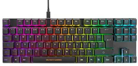 DELTACO Gaming DK420 TKL Mechanisches Gaming Tastatur - Outemu Red Switches & RGB Beleuchtung - UK Layout - Schwarz