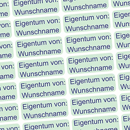Namensaufkleber Erwachsene - Altenheim Krankenhaus & Pflegeheim - Eigentum von: - 2 Größen - Namensschilder personalisiert für Möbel Bücher Gehstock Gegenstände Hausschuhe Brillenetui - mint