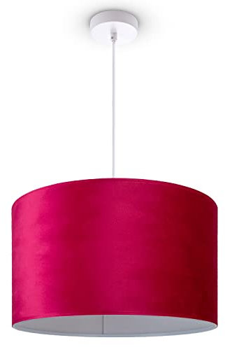 Paco Home Pendelleuchte Stehleuchte Dreibein Wohnzimmer Lampenschirm Velours Unifarben Deko Vintage Samt E27 Textilkabel, Farbe:Rot Weiß (Ø45.5 cm), Leuchtenart/Farbe:Pendelleuchte - Weiß