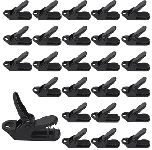 Lyeteung 25 PCS Tarp Clips, Plastic Awning Clamp Grip, Tent Clamp, Alligator Clamp Tent Snaps for Camping, Tarps, Caravan, Garden Shade Cloth, Black