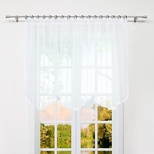 Yujiao Mao Transparenter Voile Uni Farbe 1-er Gardine Store mit Kräuselband mit einfarbigem Satinband als Bogenstore, Weiß BxH 300x120cm