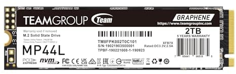 TEAMGROUP MP44L 2TB SLC Cache NVMe 1.4 PCIe Gen 4x4 M.2 2280 Laptop & Desktop SSD (R/W Geschwindigkeit bis zu 4.800/4.400MB/s) TM8FPK002T0C101