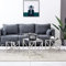 AINPECCA Satztisch 3er Set Couchtisch Beistelltisch aus Edelstahlgestell und Hartglas für Wohnzimmer modernes Design Sofatisch (silbern A, schwarzes Glas)