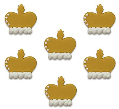 Anniversary House Coronation Gold Crown Edible Cake Decorations, King Charles Coronation Decorations, Hand-Packed Cake Toppers, Edible Fondant Icing Sugar Cupcake Toppers, SF617