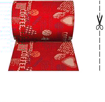 OLIVO.shop | LIBERTY Tappeto cucina a metraggio, passatoia antiscivolo su misura, tappeto cucina antiscivolo lavabile (COFFEE ROSSO 50x290 cm)