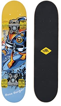 Schildkröt® Junior-Skateboard 24, Design: Best Surfer, Holz-Deck 60,5 x 15cm, PU-Rollen 50 x 30mm, Sticker-Design, 510620