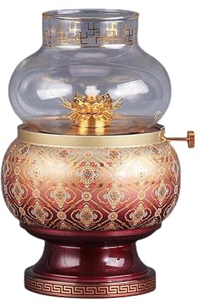 QULACO Petroleumlampe, Öllampe Buddha-Lampe Reines Kupfer Öllampe Buddha Opferlampe Haushalt Butter Lampenhalter Winddicht Licht