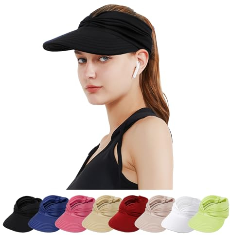 TAGVO Visiera Estiva da Donna,Cappello da Spiaggia,Cappello da Baseball ad Asciugatura Rapida Cappello da Golf con Protezione UV Protezione UP50+ a Tesa Larga, Adatto all'Uso Esterno