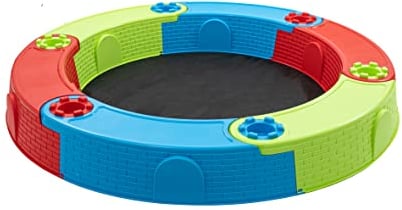 Großer Sandkasten Sandburg für Kinder, Kunststoffsandkasten Ø 170 cm, Agrotextilmatte. Schneller und einfacher Aufbau aus 6 Elementen! +12 Monate Hergestellt in der EU! Mehrfarbig