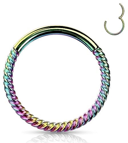 YEBOCIYO Septum Piercing Regenbogen 10mm Helix Piercing Ring Knorpel Daith Tragus Ohrring 16G Nase Ring Lip Eyeborw Piercing Nippelpiercing 316L Chirurgenstahl