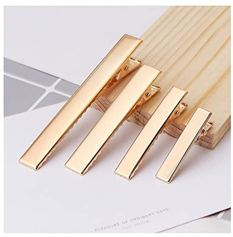 Yurosiay Lot de 30 pinces à cheveux en métal - 60 mm - Alligator - Pinces à cheveux plates - Antidérapantes - Pinces crocodiles - Pour coiffeur - Accessoires de bricolage - Doré