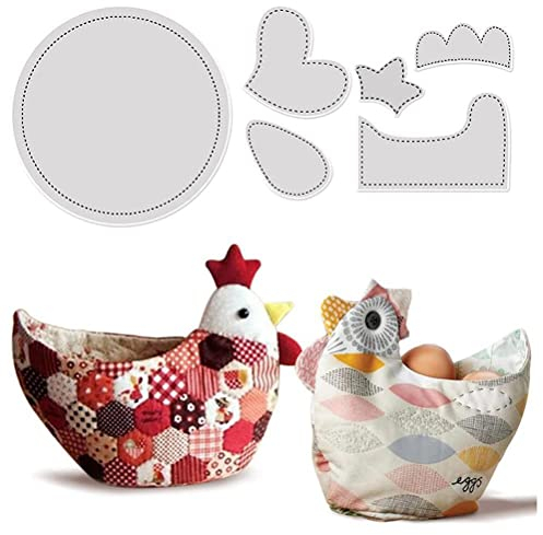 SyangKaitian Hühnerkorb-Vorlage, niedliche Ostern-Hühnerkorb-Vorlage, 6 Stück Ostern-Nählineal-Vorlage, Huhn-förmige Osterkorb-Patchwork-Muster-Vorlagen, Schablone, 6 Stück Ostern-Nählineal