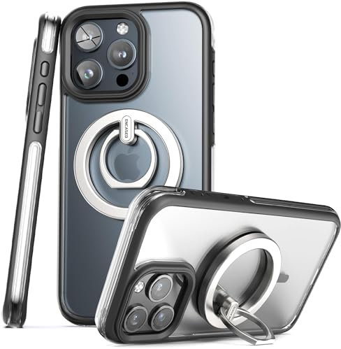 Encased MAG Magnetic Case Designed for iPhone 15 Pro Case with Ring Finger Grip/Stand (Compatible with MagSafe) Clear