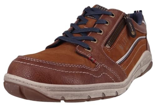 MUSTANG Herren Sneaker Schnürung Zipper Halbschuh 4160-302, Größe:44 EU, Farbe:Braun