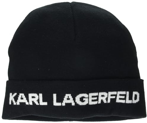 KARL LAGERFELD Herren Logo Beanie-Mütze, Schwarz, Einheitsgröße