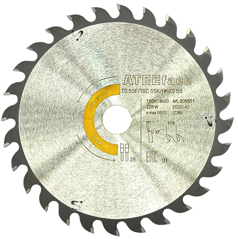 205560 205551 Kettensägeblatt für Festool TS 55 F, TSC 55 K, HK 55, HKC 55 Kettensäge, 160 x 1,8 x 20 mm, 28 Zähne