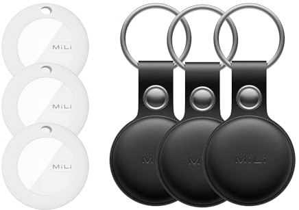 MiLi Set mit 3 Trackern Mitag + Lederetui, Schlüsselanhänger, Schwarz