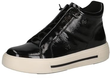 CAPRICE Damen Sneaker hoch aus Leder mit Reißverschluss, Schwarz (Black Naplak), 42 EU