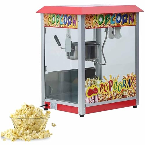 DDZJTPP Commercial Electric Popcorn Machine - 1300w Popcorn Maker With Tempered Glass Cover & Non-Stick Coating, Large Capacity Popcorn Machine