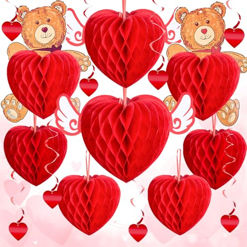 YBwanli 14ps Valentinstag deko,heiratsantrag deko,360-Grad-Anzeige,verlobung deko,Marry me deko,Herz Bär umarmen deko,Heiratsantrag Deko,Märchen Romantisch Herzen Deko