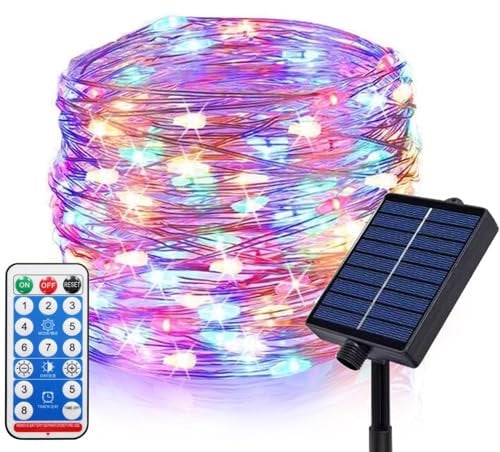 DBFAIRY Solar Fairy Lights Outdoor, 30M 300 LED Solar Powered String Lights with Remote Control, 8 Modes Fairy Lights for Outside Tree Garden Patio Wedding Decorations (Multicolor)